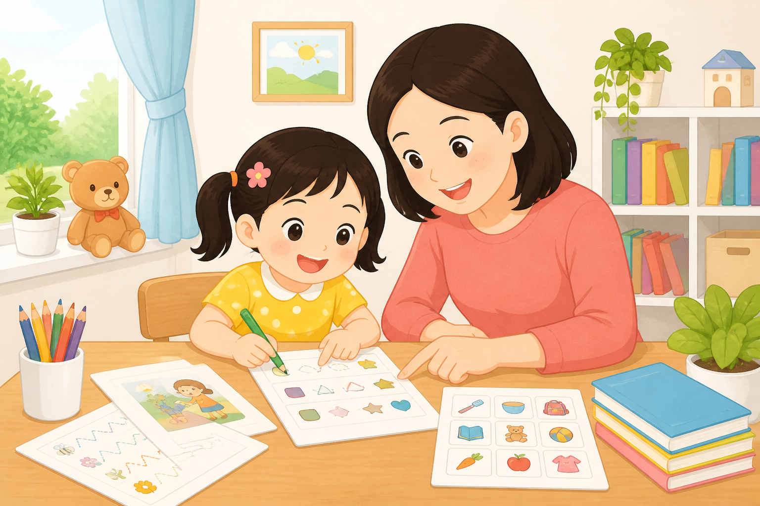 Minh họa bé chuẩn bị vào lớp 1 cùng bố mẹ cho bài viết Bé 5 tuổi cần học gì trước khi vào lớp 1? 6 kỹ năng bố mẹ nên chuẩn