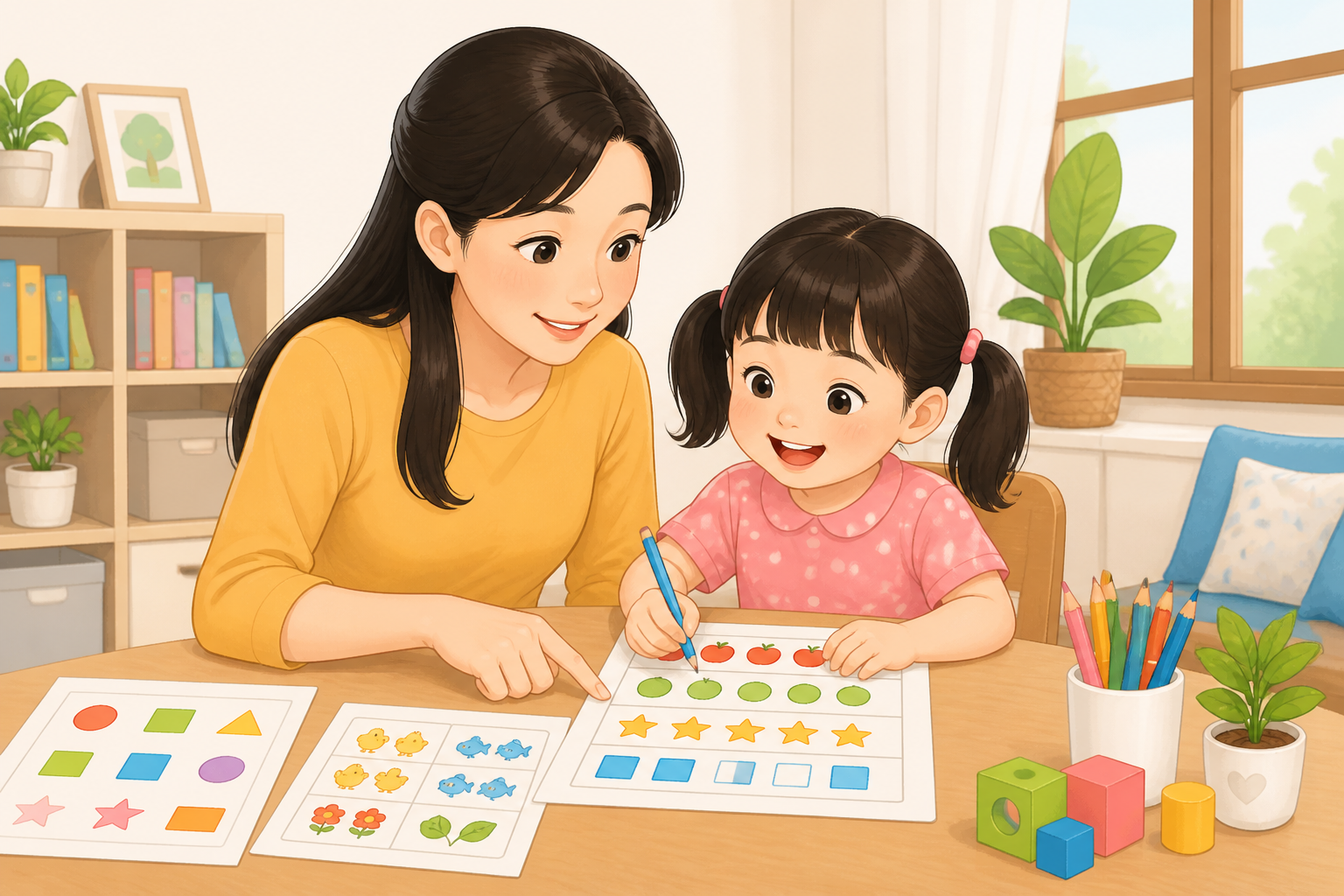 Minh họa bé chuẩn bị vào lớp 1 cùng bố mẹ cho bài viết Có nên cho bé học Toán trước khi vào lớp 1? Chuyên gia khuyên bố mẹ