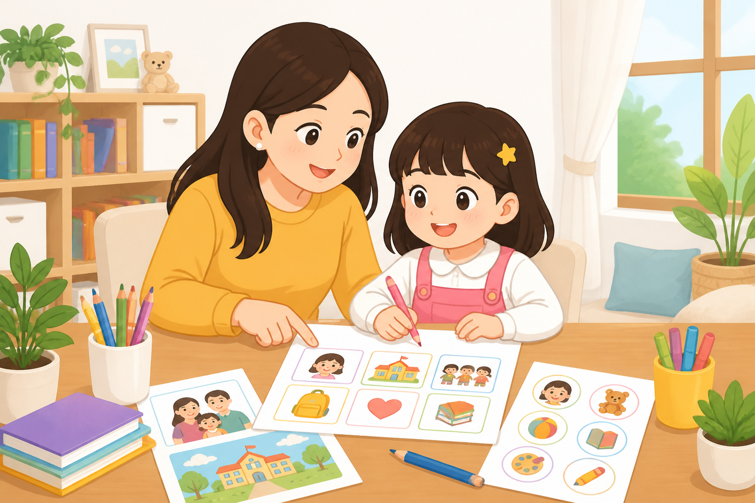 Minh họa bé chuẩn bị vào lớp 1 cùng bố mẹ cho bài viết Bé khóc và không muốn đi học lớp 1: 9 cách giúp con vượt qua nỗi sợ