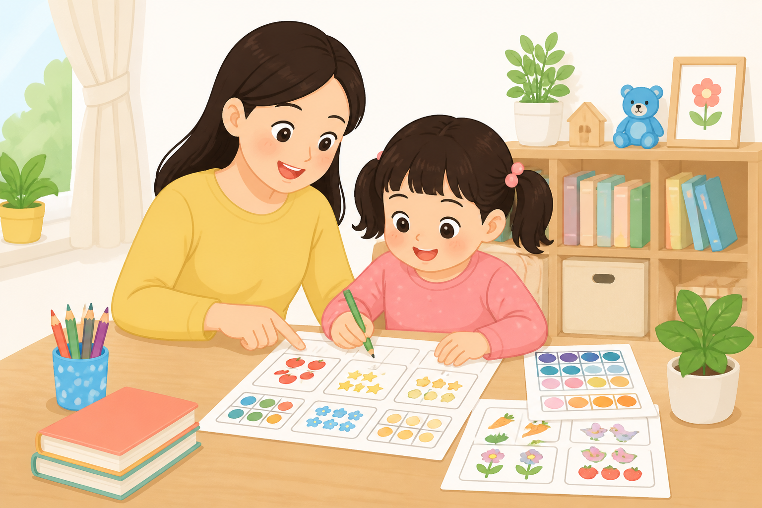Minh họa bé chuẩn bị vào lớp 1 cùng bố mẹ cho bài viết Bé 5 tuổi cần biết đếm đến bao nhiêu trước khi vào lớp 1? Hướng dẫn